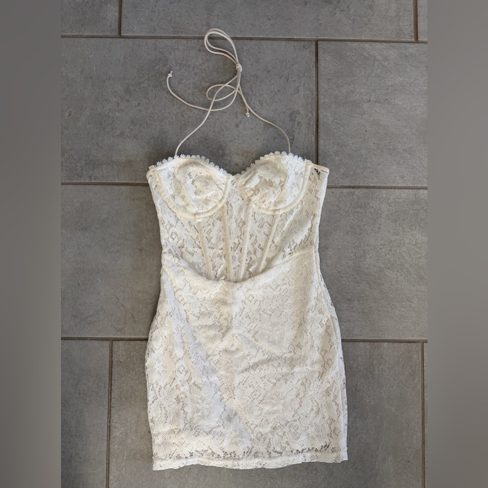 Elegant White ivory Lace Dress
